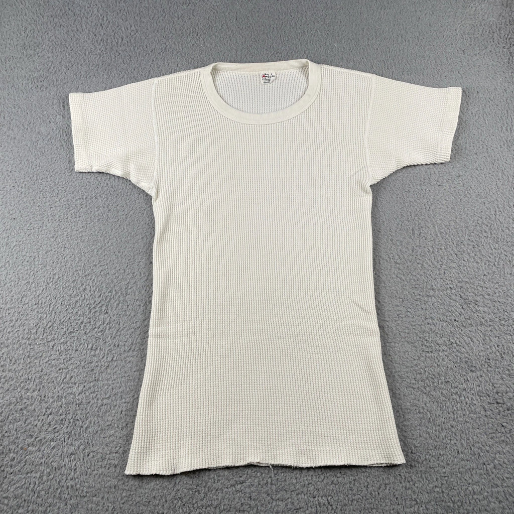 Vtg K-Mart Large Short Sleeve Cotton Thermal Under Shirt Grid Knit Made In USA