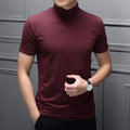 Short Sleeve Tops T-Shirt Tee Pullvertrendy Slim Half High Collar Elegant *