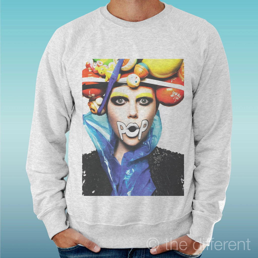 Felpa Man Light Sweater Light Grey " Pop Music Model Girl Woman "