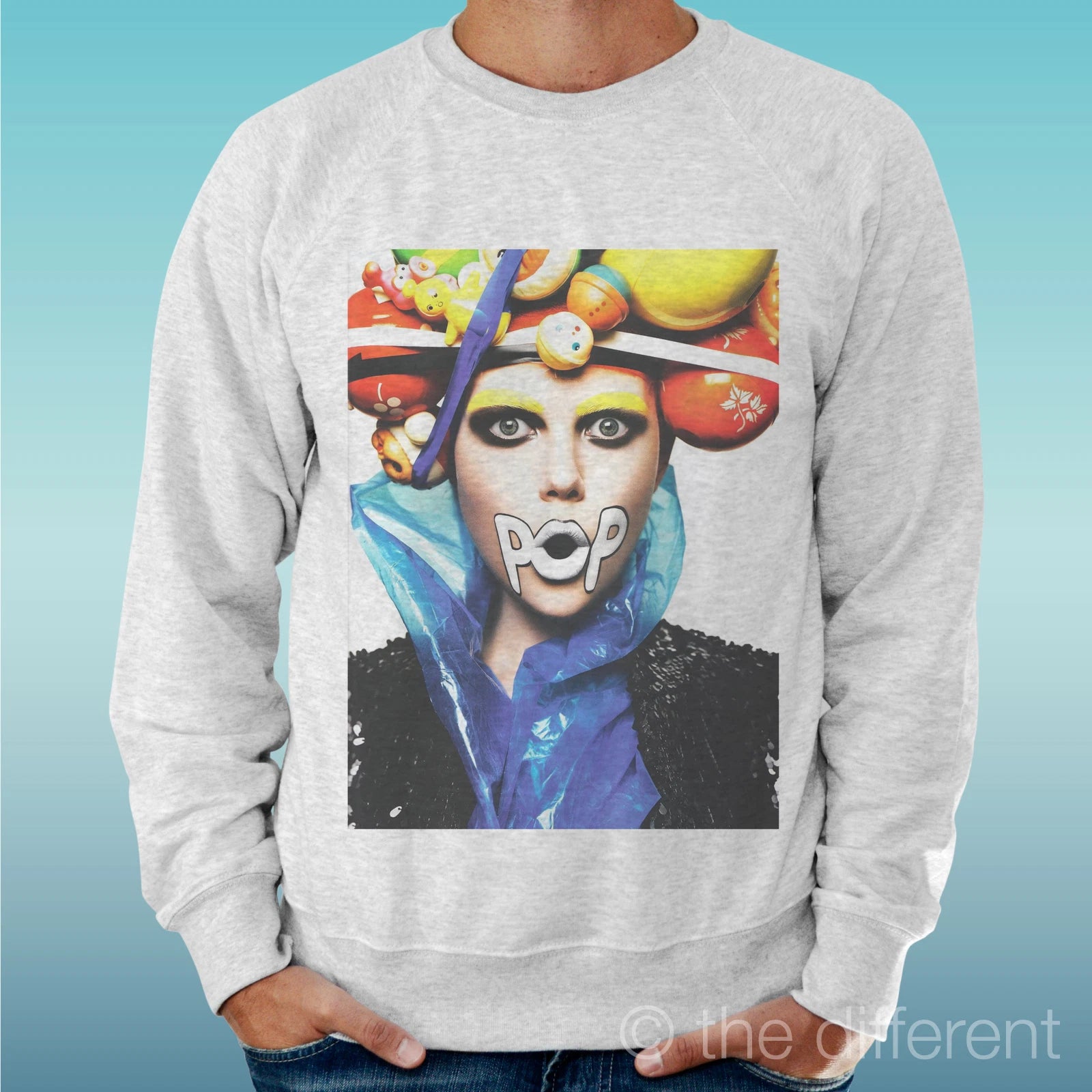 Felpa Man Light Sweater Light Grey " Pop Music Model Girl Woman "