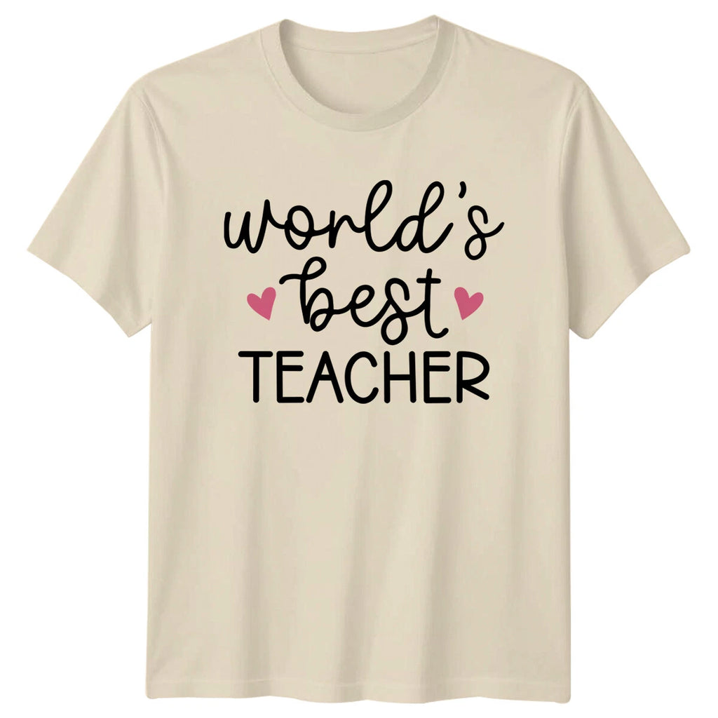 World's Best Teacher T-Shirt Hearts Cute Teacher Gift Job Tee