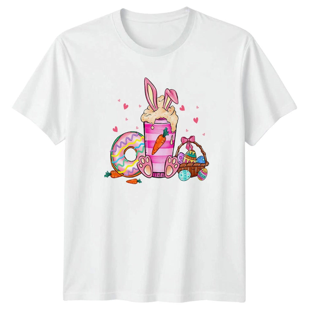 Cute Bunny Paws Donut Easter Womens T-Shirt Spring Dessert Easter Gift For Her