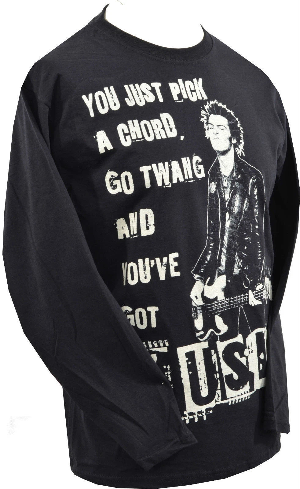MENS LONG SLEEVE BLACK T-SHIRT SID QUOTE CHORD MUSIC PUNK ROCK 1977 S-5XL