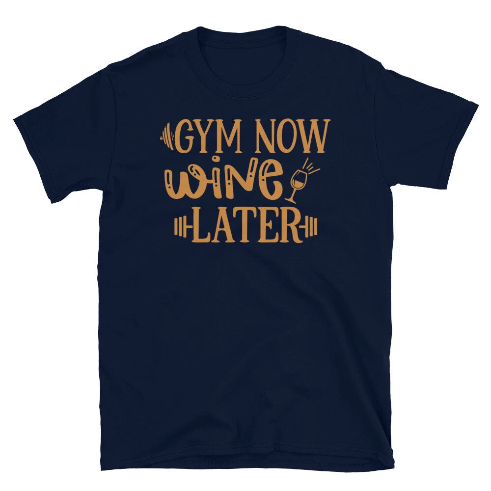 Gym Now Wine Later Novelty Gym Fitnes Workout TShirt