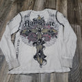 Raw State Redemption Thermal T Shirt Mens Small Wings Cross Rose Grunge