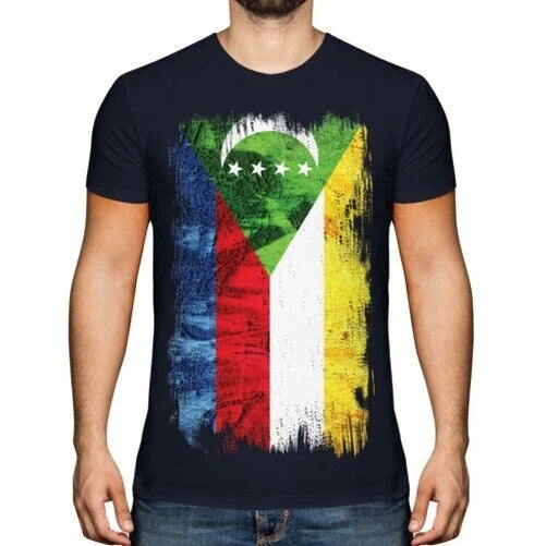 COMOROS GRUNGE FLAG MENS T-SHIRT TEE TOP KOMORI COMORES JUZUR AL-QAMAR COMORIAN