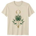 Mystical Boho Celestial Flower Design Womens T-Shirt Lotus Moon Art Nature