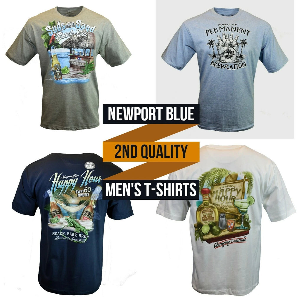 Men's T-Shirts NEWPORT BLUE- 2nd Quality-Vacation Beach Drinks NEW Reg $24.00