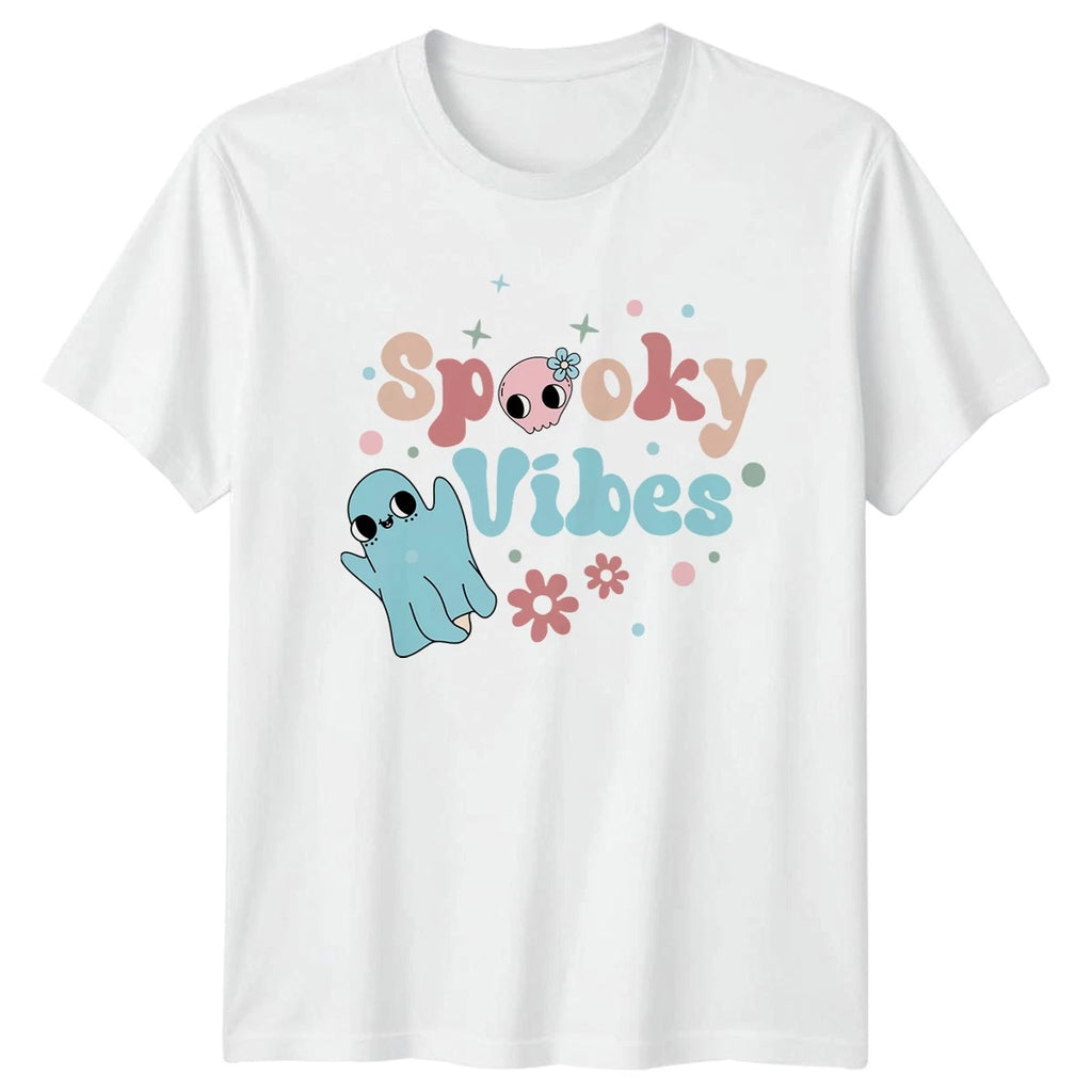 Spooky Vibes Womens T-Shirt Cute Halloween Gift For Her