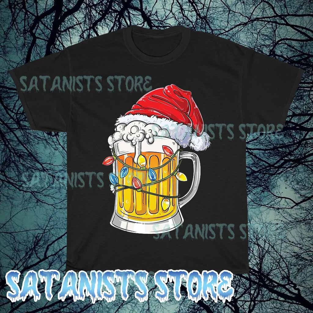 New Beer Christmas Mug Santa Reinbeer Logo Men's T-shirt funny size S to 5XL
