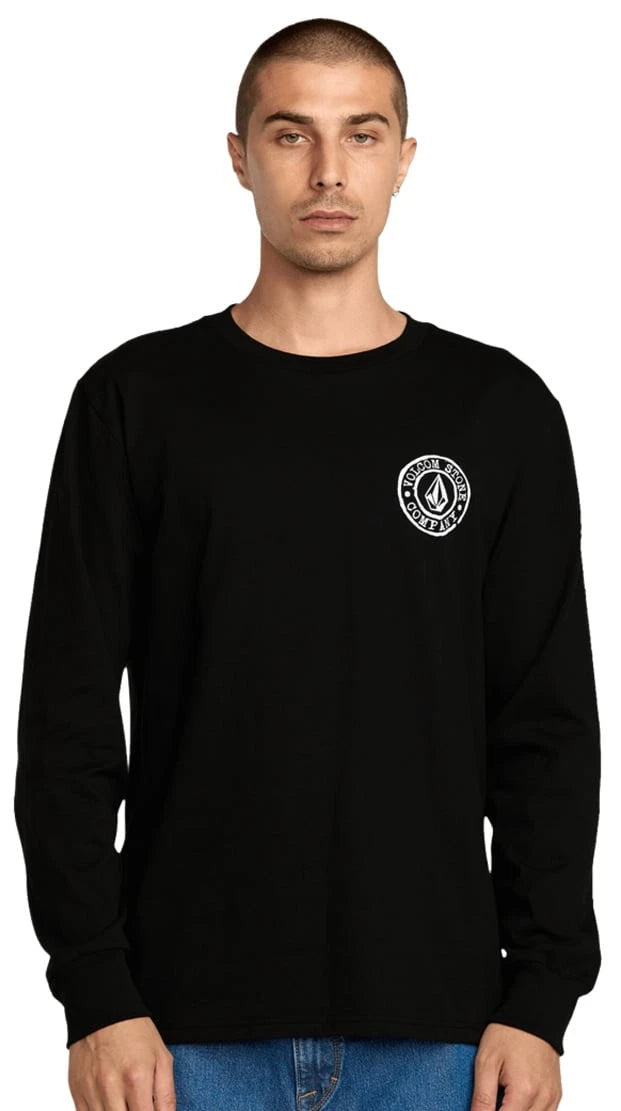 Volcom Logo Stamp LS T-Shirt - Black - New