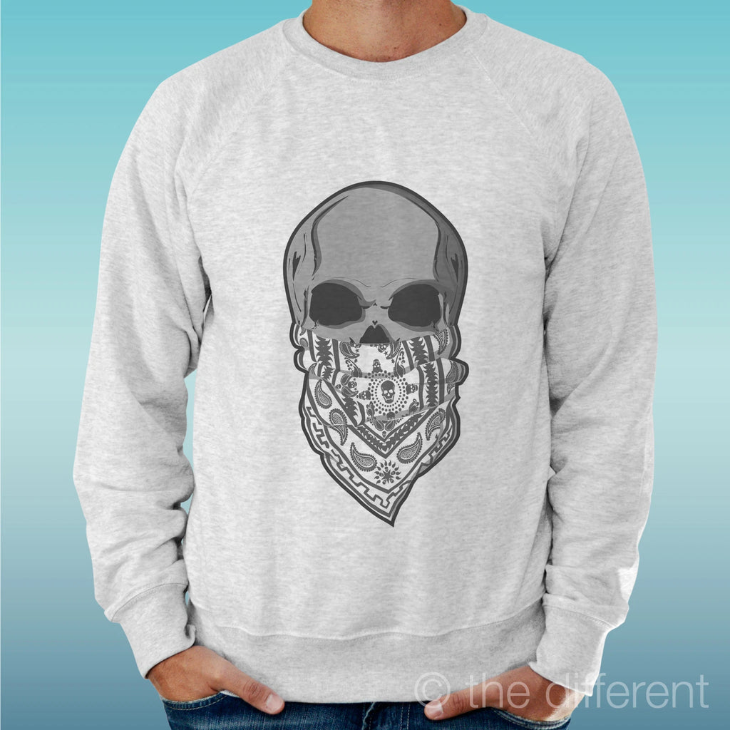 Felpa Man Light Sweater Light Grey " Skull Bandana Gang "