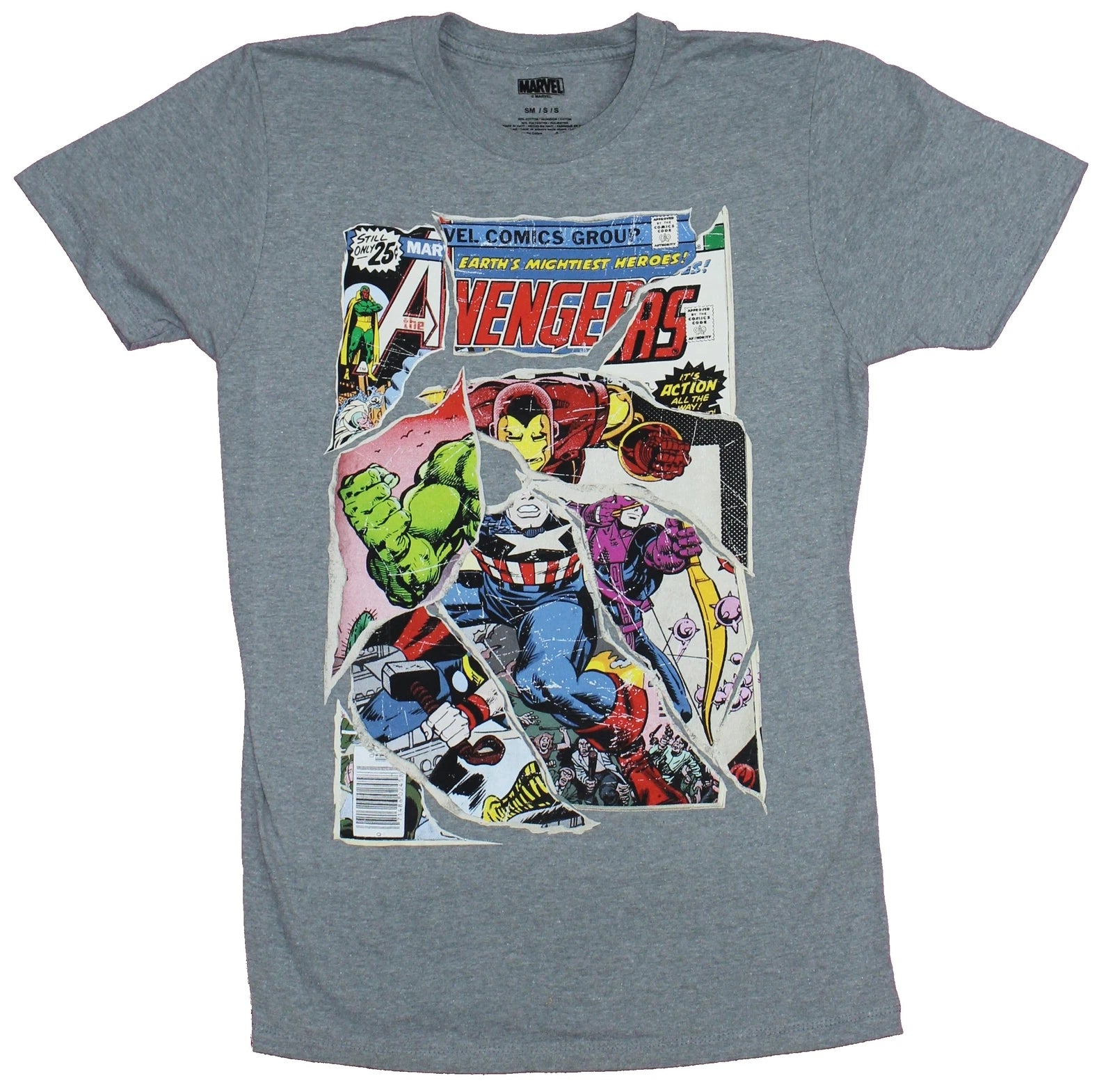 Avengers Adult New T-Shirt - Heroes Torn From Comics and Reassembled