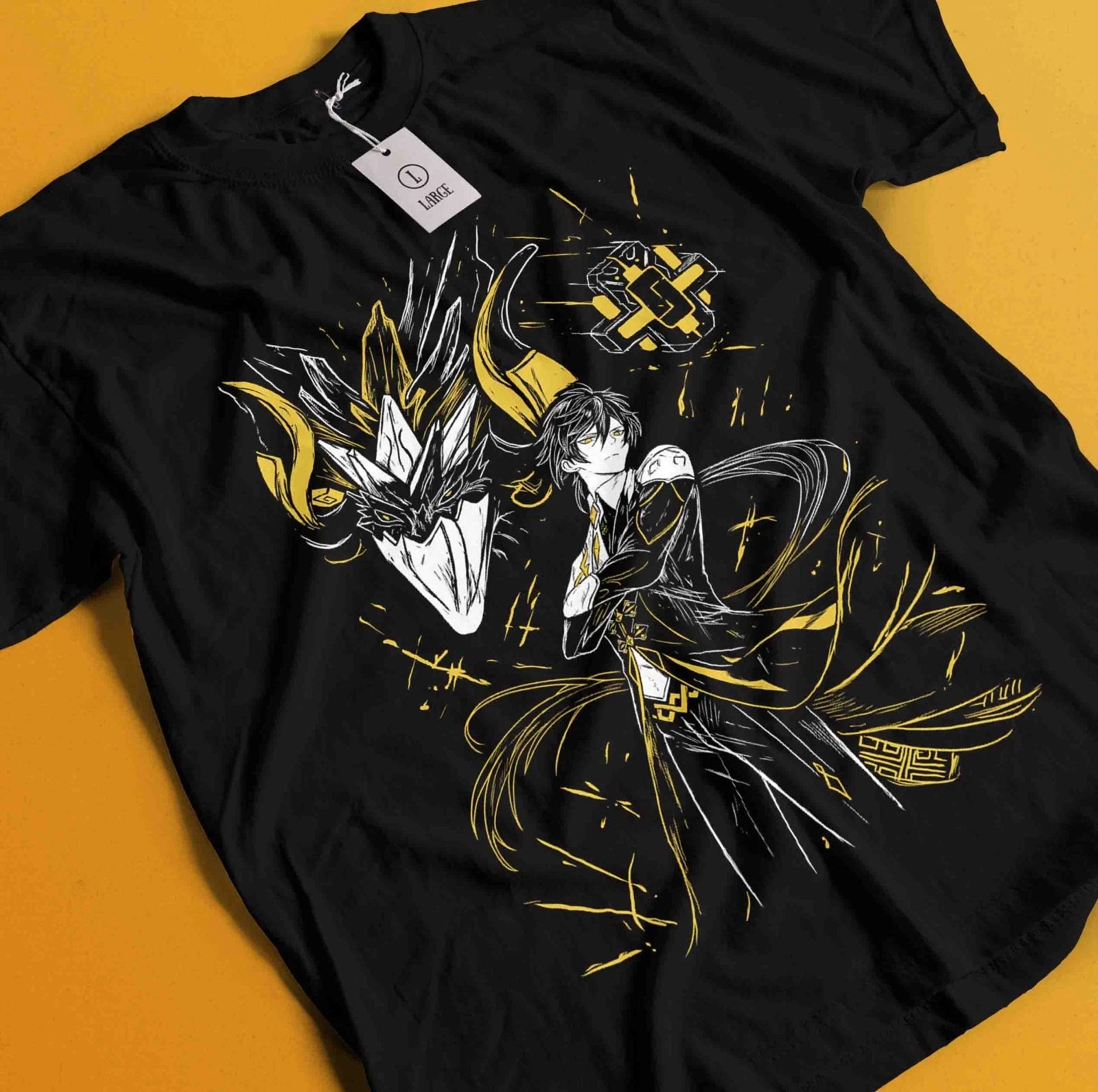 Genshin Impact HuTao Harajuku T-Shirt Anime Girl Kawaii Black Shirt Tee All Size