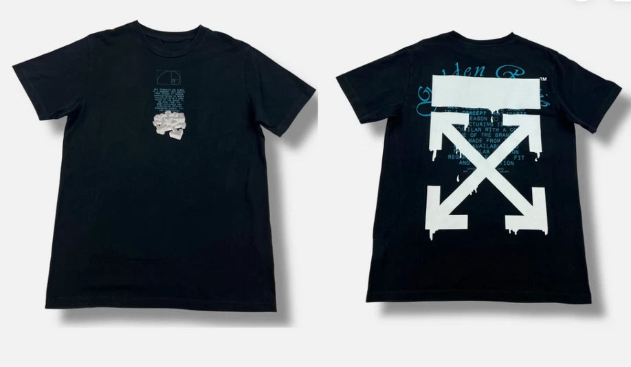 Black Off White Tee Reprint Dripping Arrows Logo Streetwear Shirt S-5XL