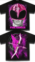 PINK RANGER ON A SHAKA HEAVYWEIGHT GARMET DYED T SHIRT "MODERN"