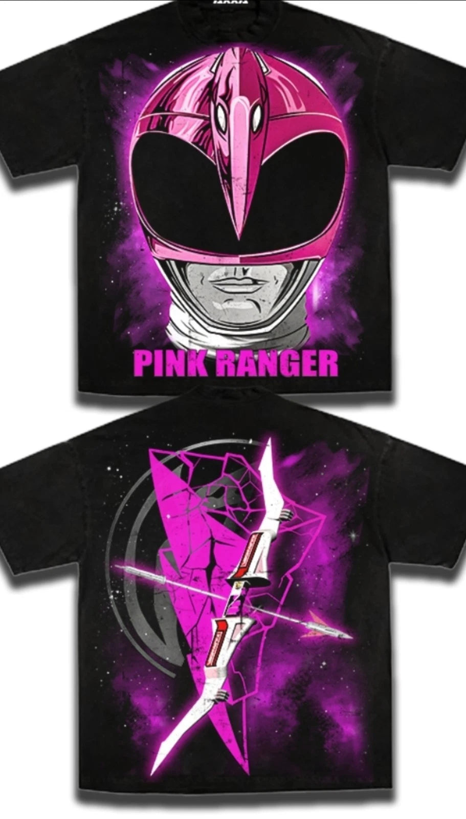PINK RANGER ON A SHAKA HEAVYWEIGHT GARMET DYED T SHIRT "MODERN"