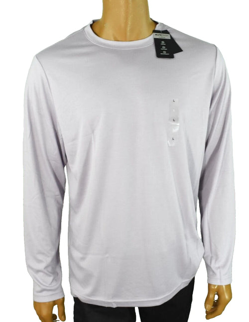 Alfani Mens T-Shirt New L Lavender Crew Neck Long Sleeve Stretch Basic Knit