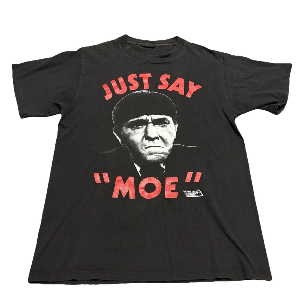 Vintage Three Stooges Tshirt Large Just Say Moe Changes 80s Faded Distressed