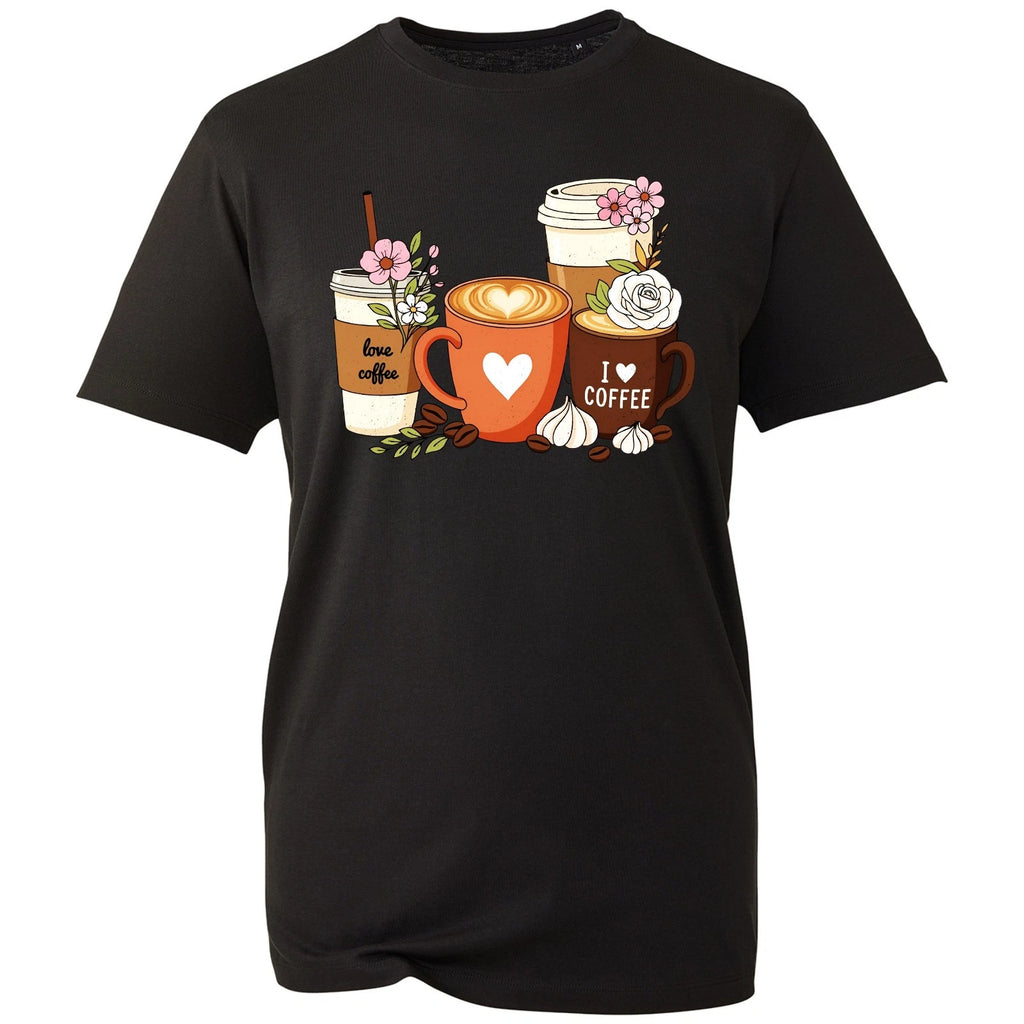Coffee Lover T Shirt Womens White Floral Graphic Tee Cute Aesthetic Latte Gift