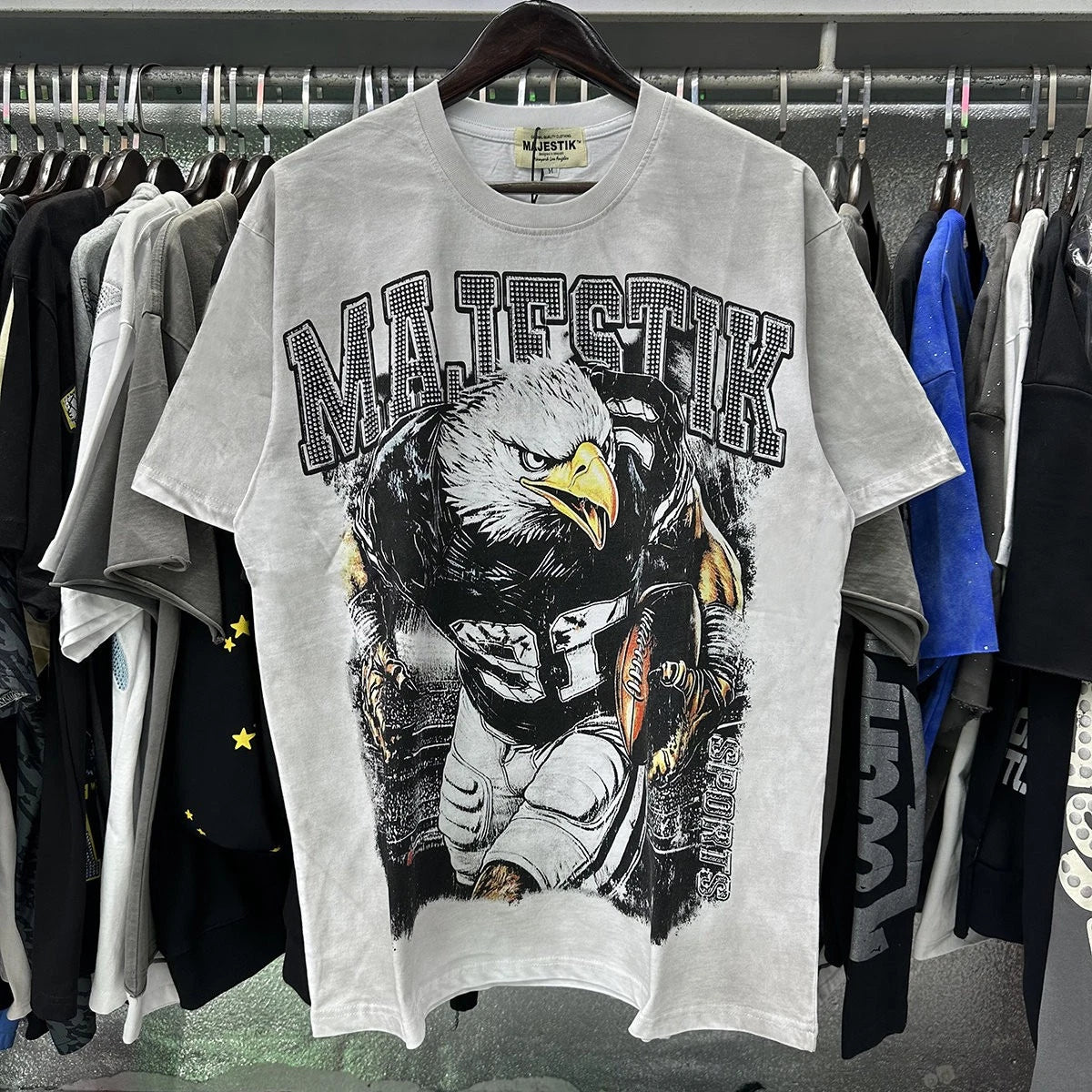 SUMMER HIGH STREET T SHIRT FOR MEN WOMEN RHINESTONE HIP HOP SHORT COTTON TOP TEE