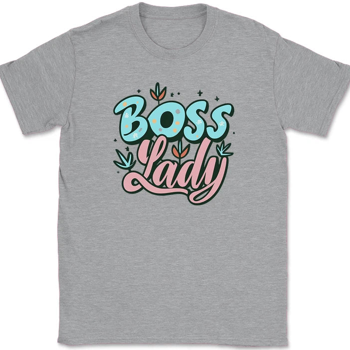 Boss Lady T-Shirt Funny The Office Humor Gift Joke Novelty Text Graphic Tee