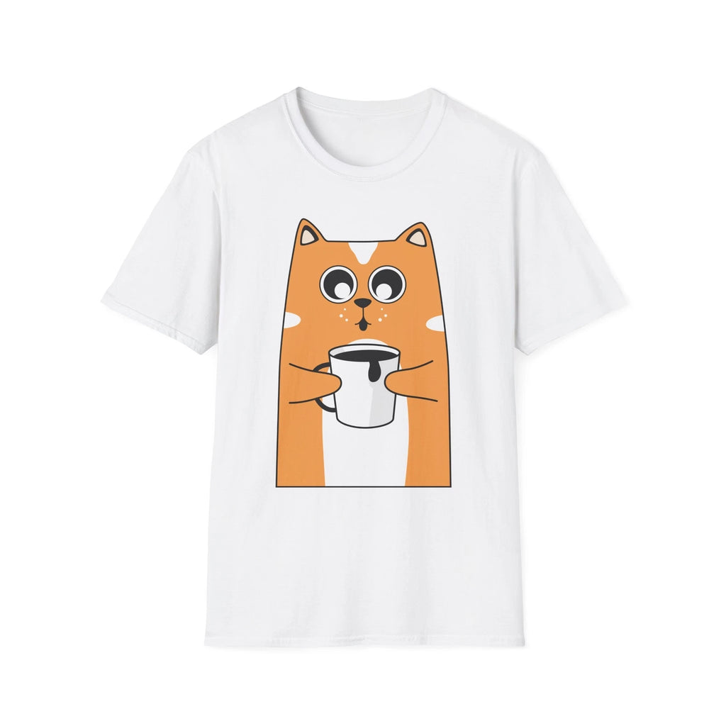 Cute Cat Coffee Unisex T-Shirt, Funny Pet Lover Gift, Animal Tee, Cozy Wear,