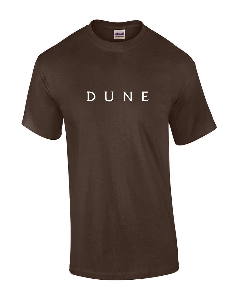 DUNE T-shirt COOL SCI FI BOOK 80s Movie GEEK Chocolate Brown Cotton TEE Shirt