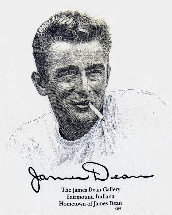 JAMES DEAN GALLERY T-SHIRT Classic Face With Cigarette FAIRMOUNT INDIANA Cotton