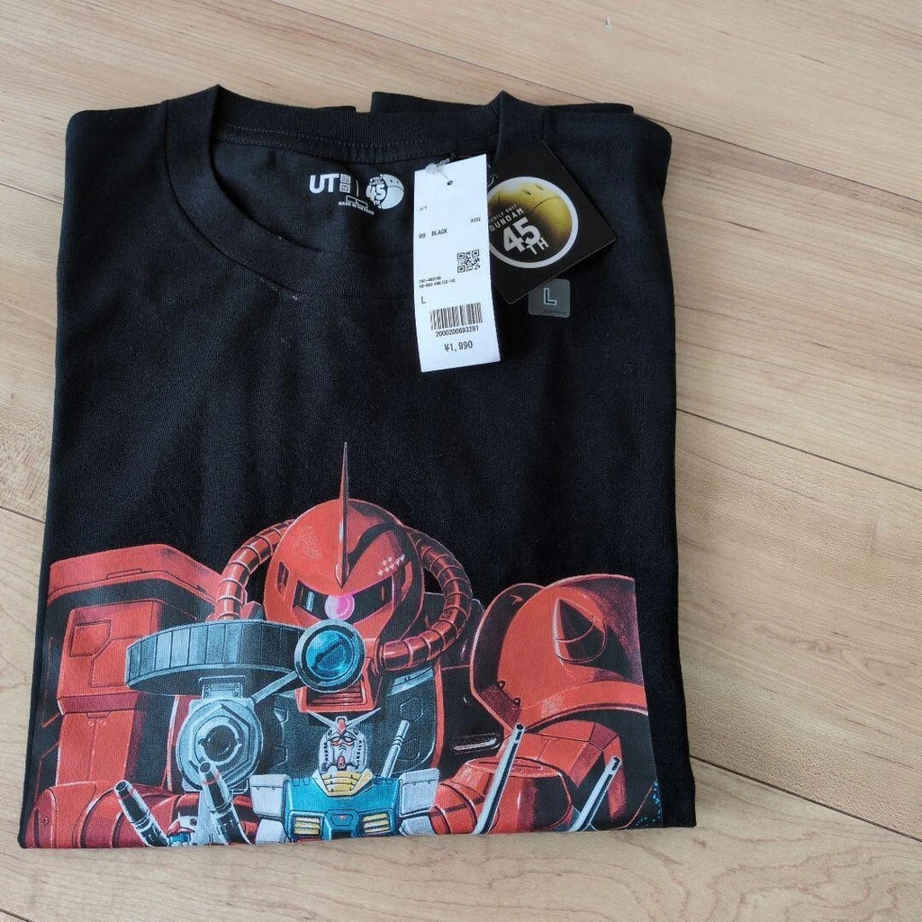 L(JPN) size UNIQLO Mobile Suit Gundam 45th Anniversary T-shirt Black from Japan