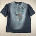 Ronin T-Shirt Men’s XL Black Koi Fish Cherry Blossom Graphic Double Sided