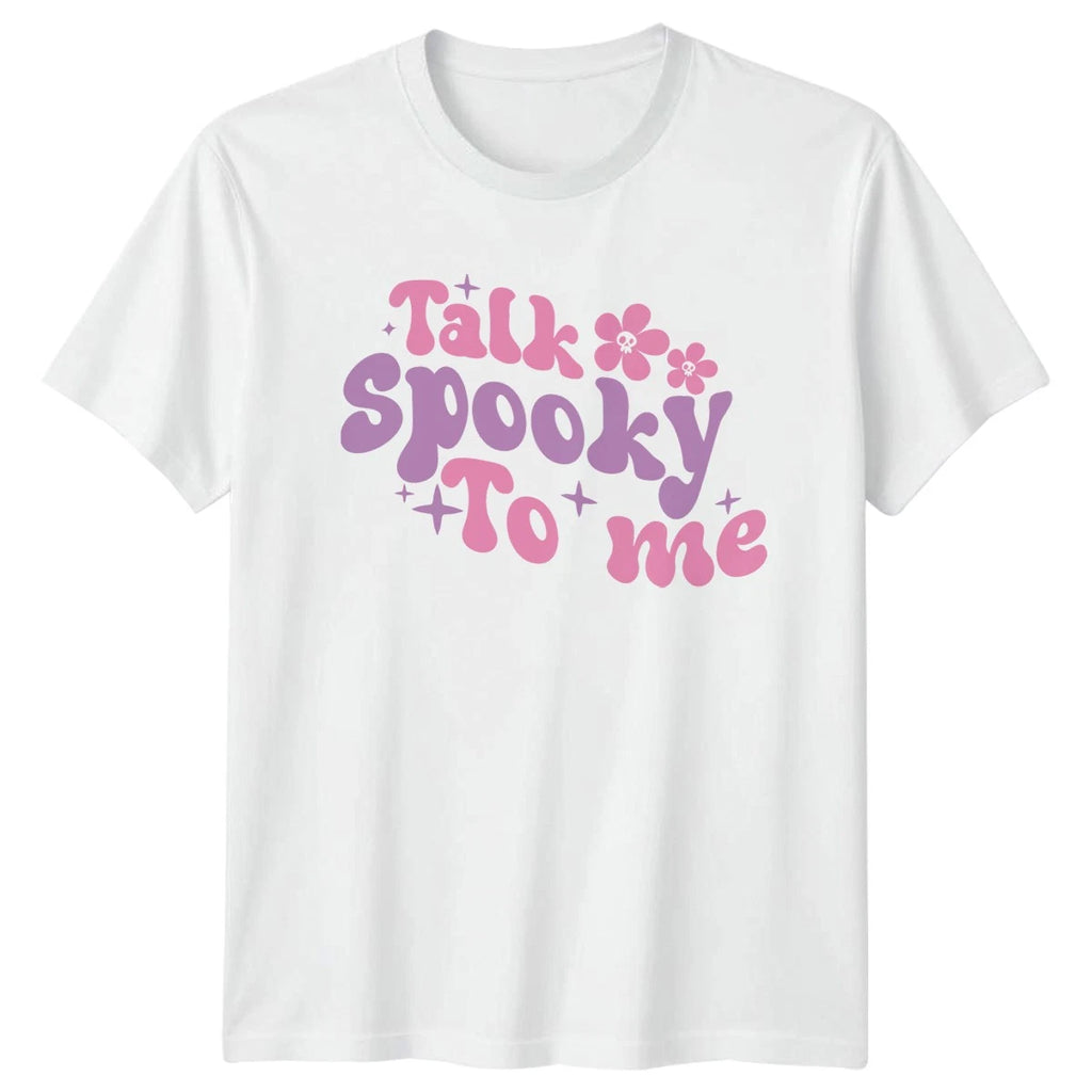 Talk Spooky To Me Womens T-Shirt Cute Halloween Retro Gift For Her
