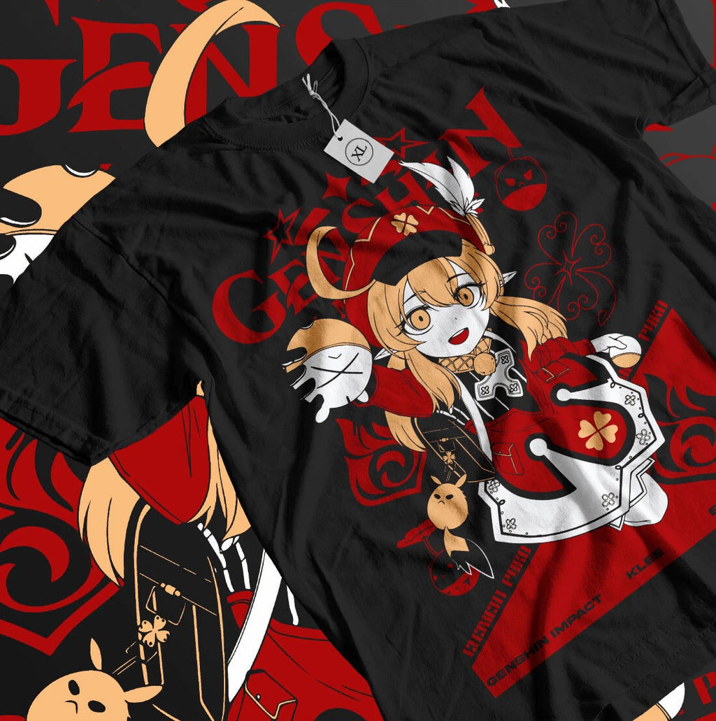 Klee Genshin Impact T-Shirt Gorou Ganyu Kawaii Anime Manga Gift Shirt  All Size