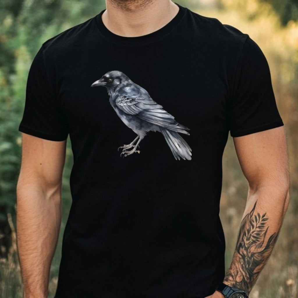 Mens Watercolour Bird Print Cotton T-Shirt Size XS to 5XL