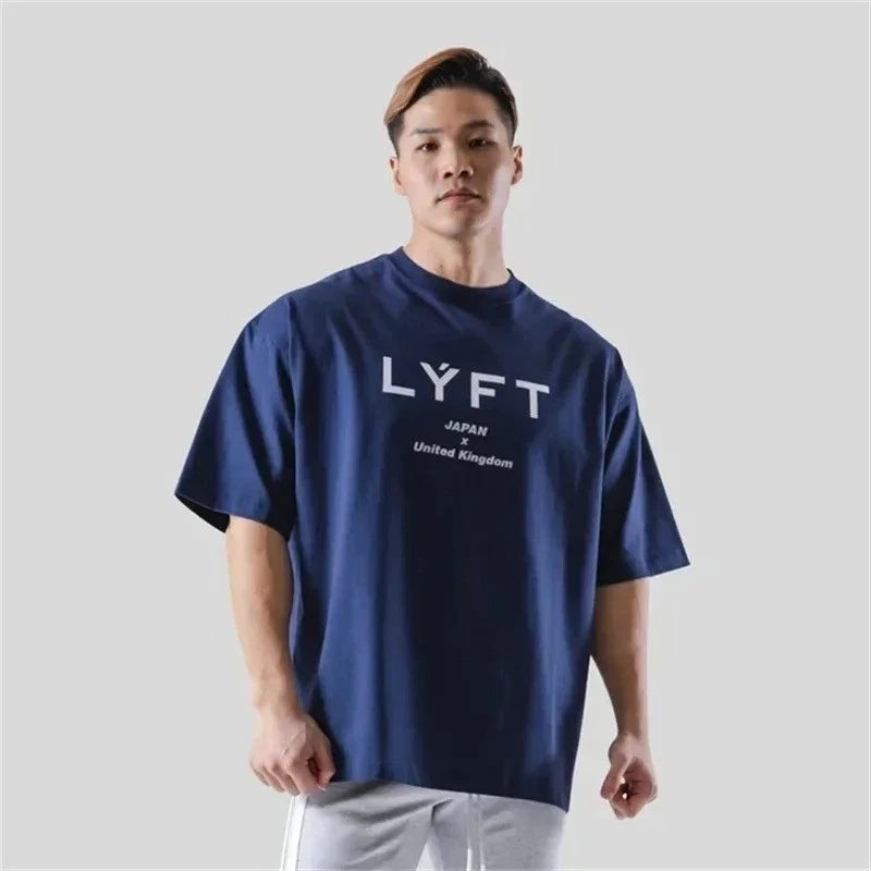 Men's Cotton Short Sleeved Oversized Fit T-Shirt Gym Training Casual Streetwear