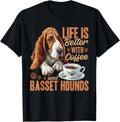 Basset Hound Dog Breed Life is Better with Coffee and a Gift Unisex T-Shirt