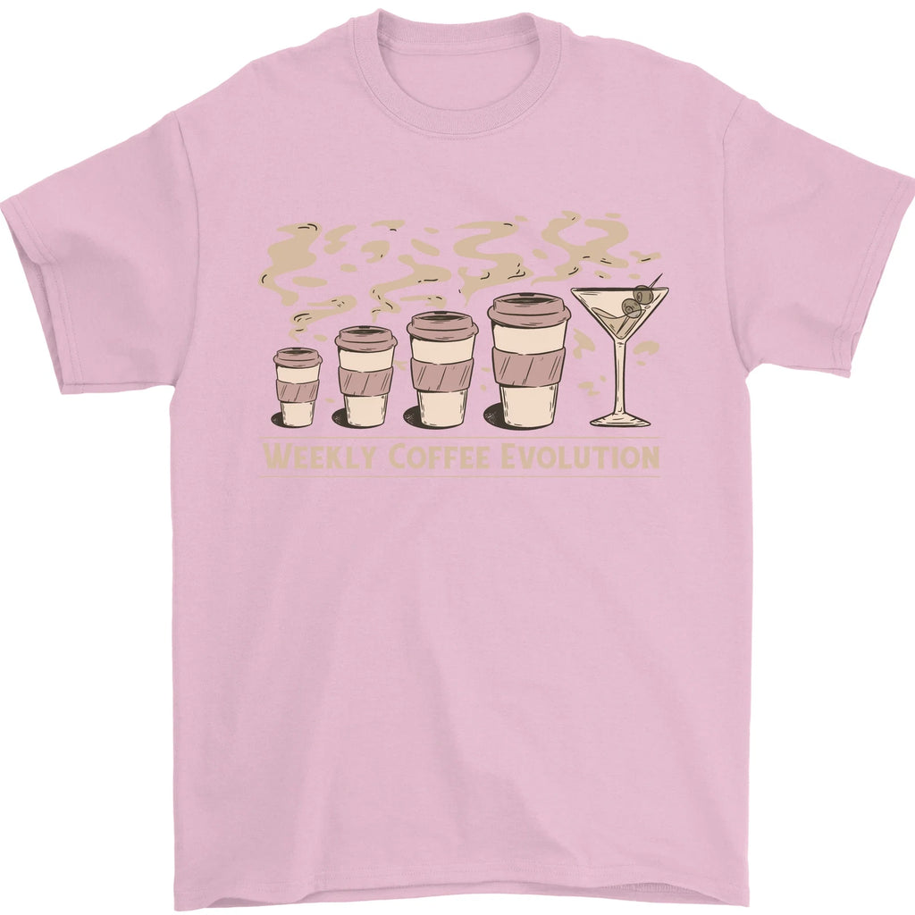 Funny Weekly Coffee to Alcohol Evolution Wine Mens T-Shirt 100% Cotton