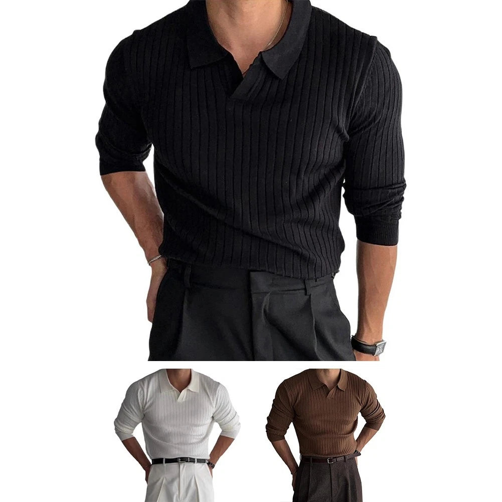 Mens Long Sleeve Casual Knitwear Jacquard Tops Suitable for Daily Wear