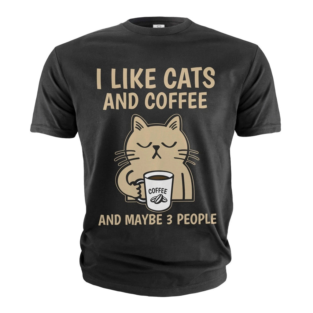Funny Coffee and Cats T-shirt I like cats coffee and maybe 3 people shirt, S-5XL