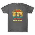 By Distracted And Funny Tee Wine Men's Short T-Shirt Sleeve Dogs Easily