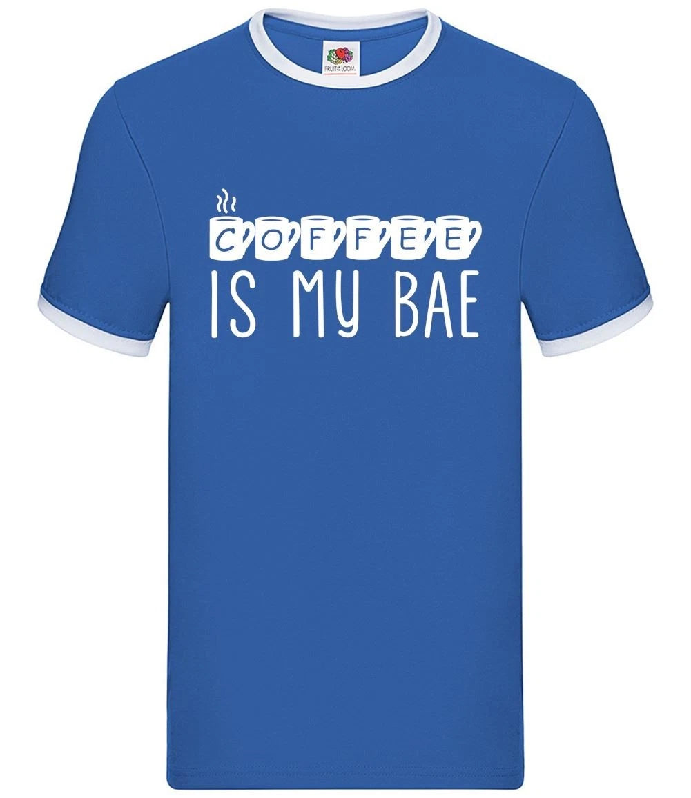 Coffee Is My Bae - Mens Ringer - Latte Mocha Drink Drinking Funny Love