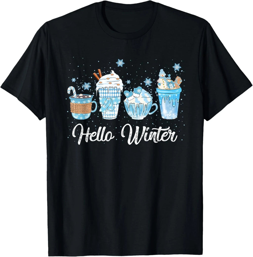 Hello Winter Sweet Cozy Coffee Lover Snowman Unisex T-Shirt