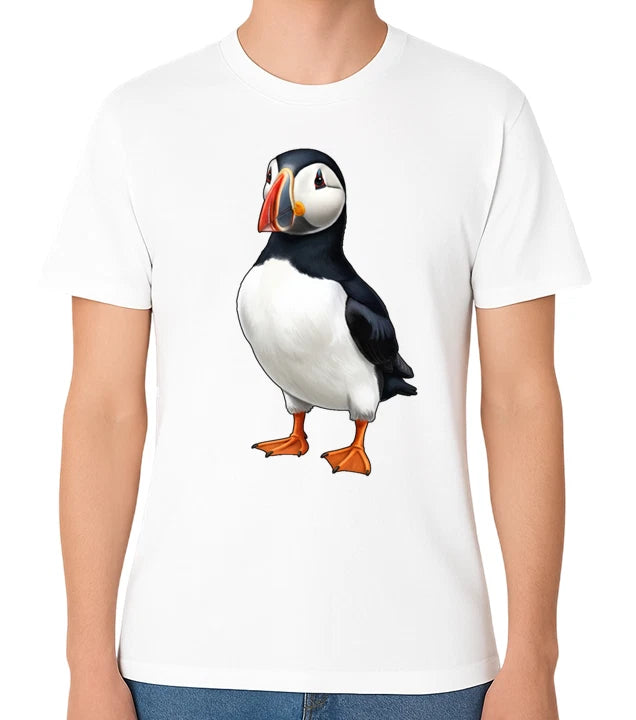 Puffin T-Shirt Cute Seabird Wildlife Illustration Animal Art Unisex Tee