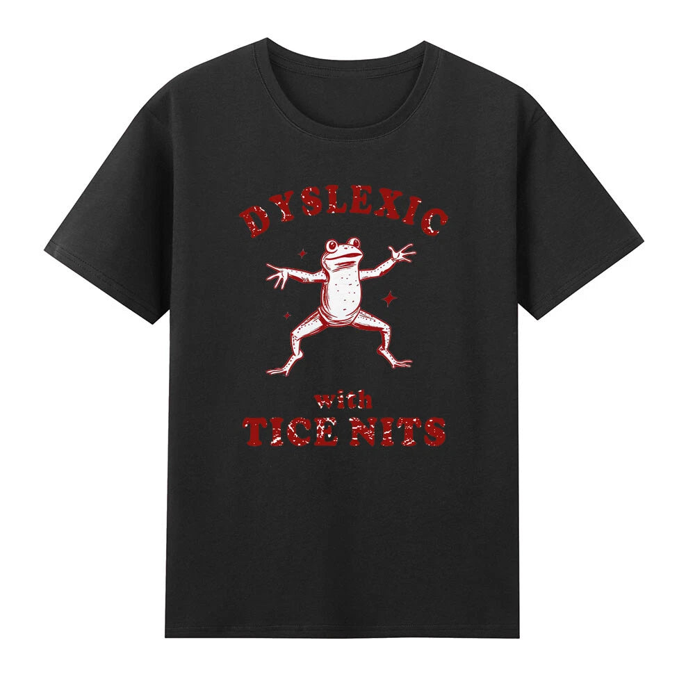 Frog Dyslexic With Tice Nits Funny Frog Graphic Humor Quote Retro Men's T-Shirt