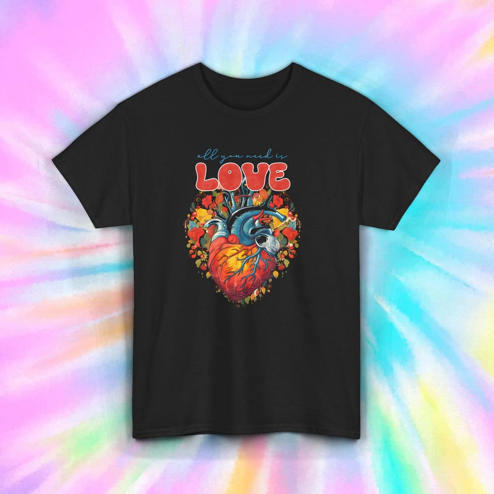 All You Need is Love | Anatomical Heart Floral Tee | Boho Hippie Shirt S-5XL