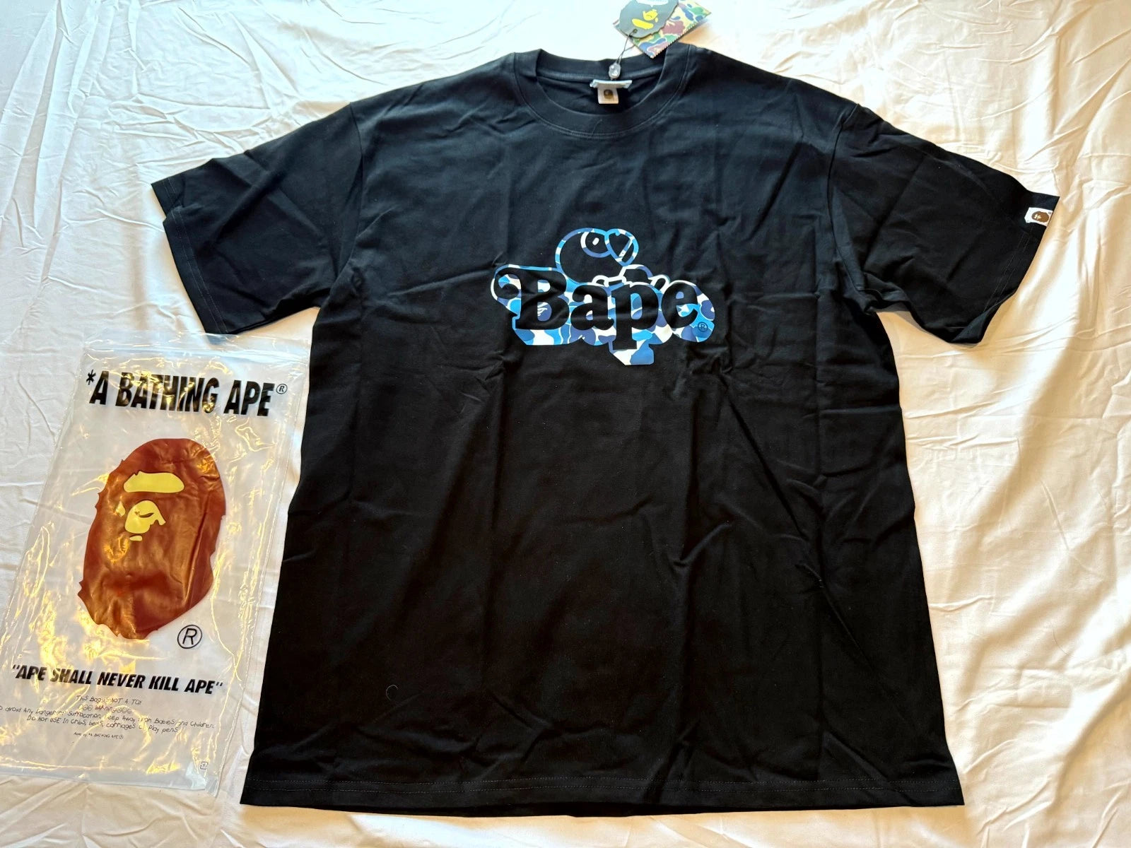 A Bathing Ape ABC Camo Milo On Bape T-Shirt Mens XL Black Blue Everyday Wear