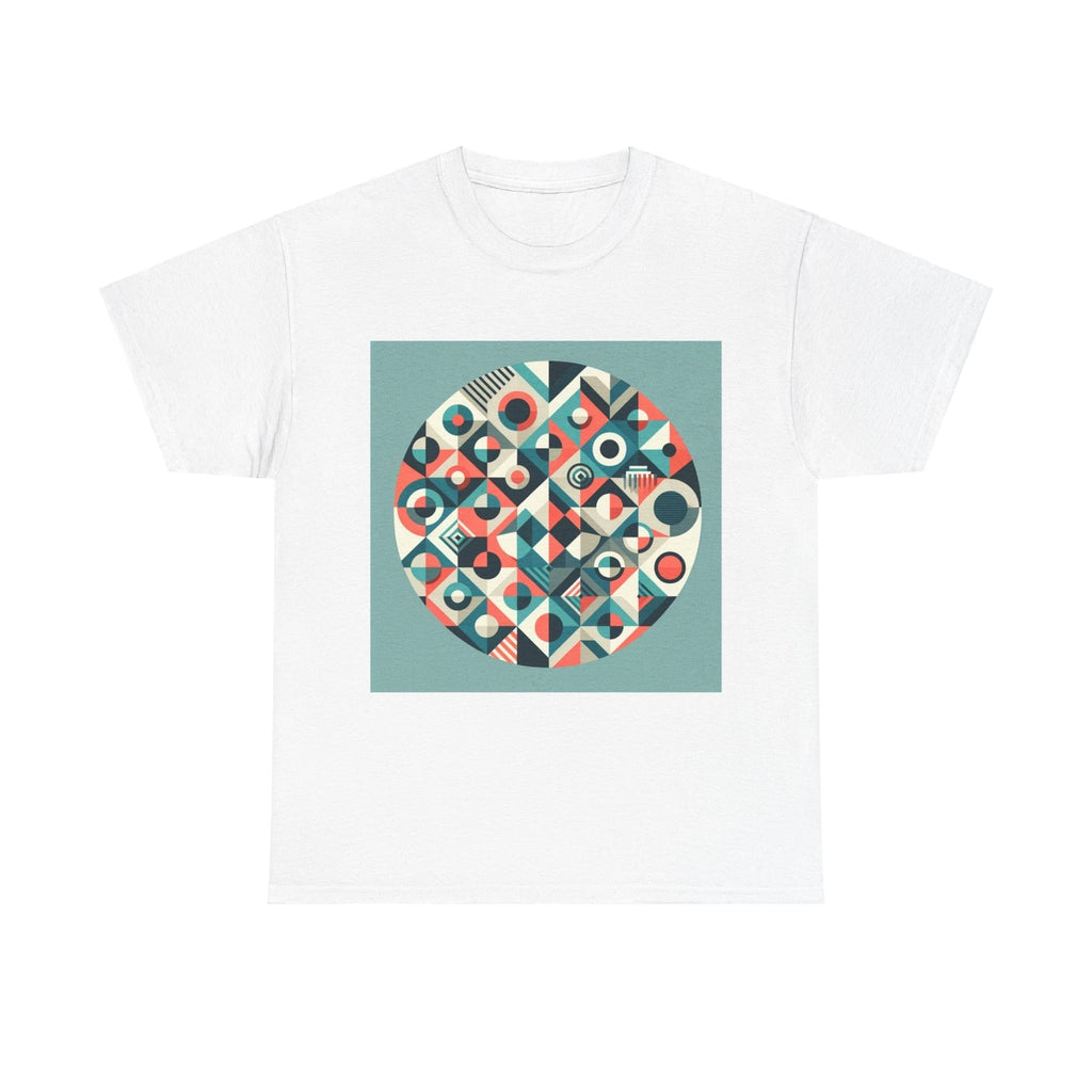 Unisex Adult T Shirt Geometric Shapes Modern Art Teal Coral