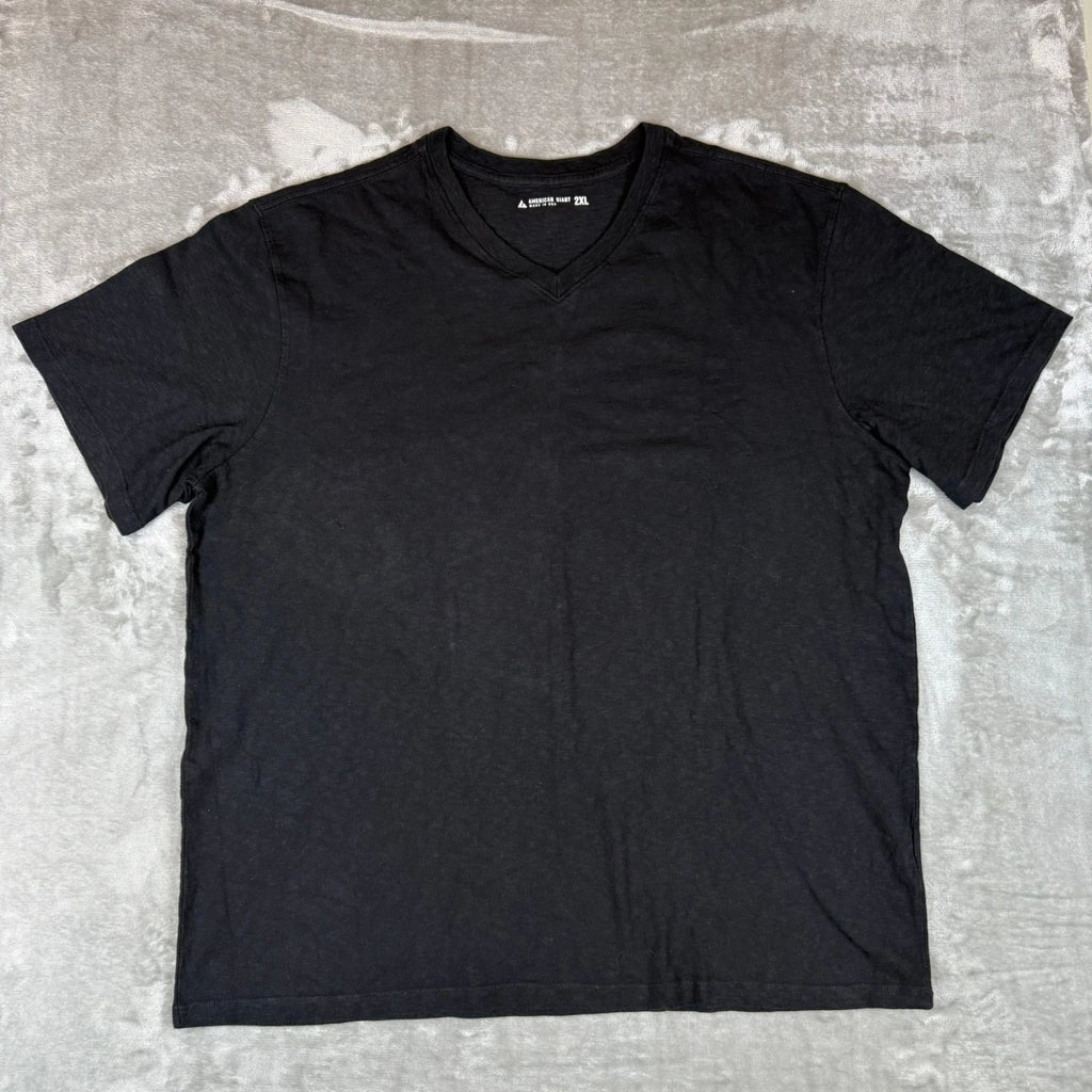 American Giant Premium Slub V-Neck Tee T-Shirt Mens 2XL Black $65 USA New NWOT