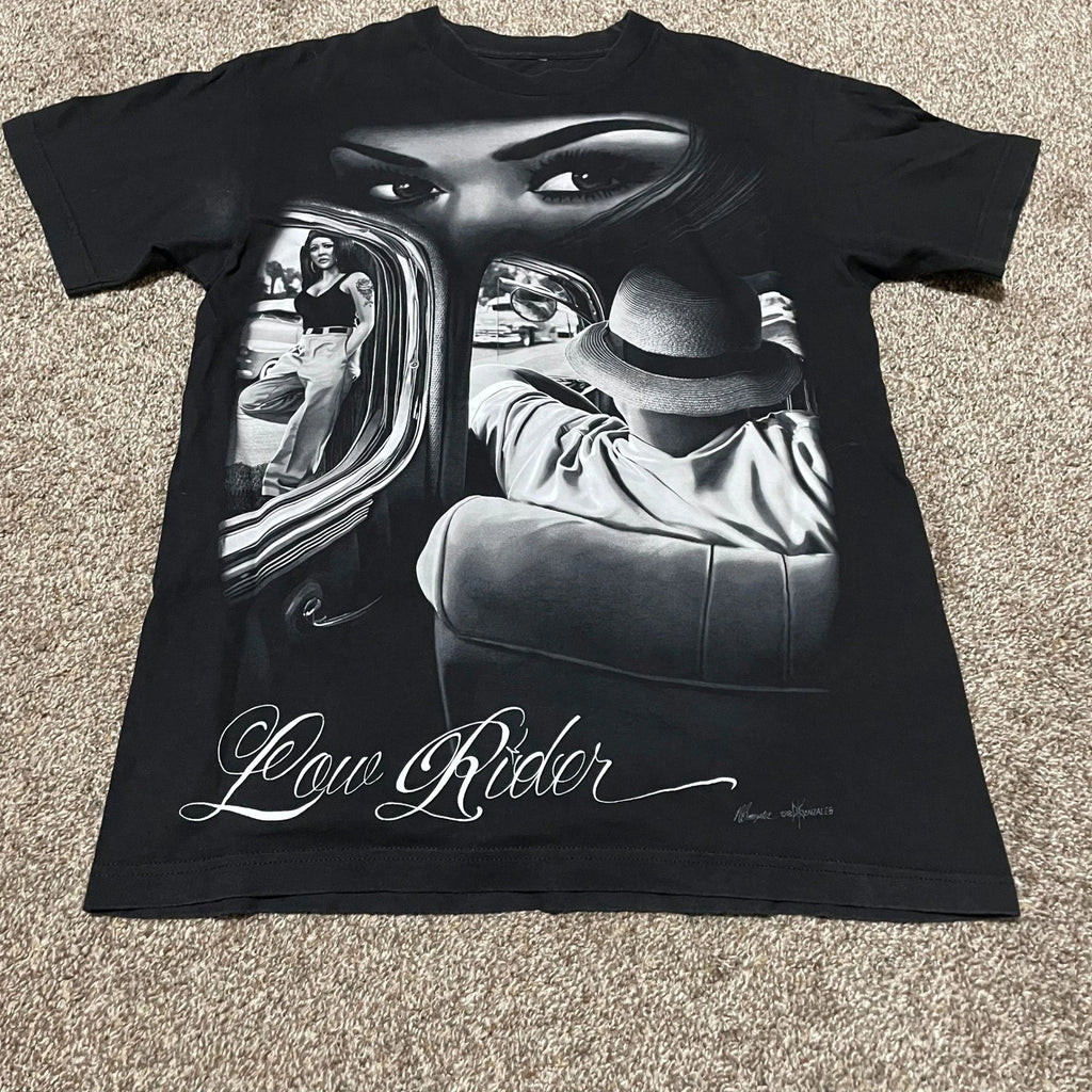 Lowrider T Shirt DGA Gonzales Bear Black Graphic Tee Men's Streetwear