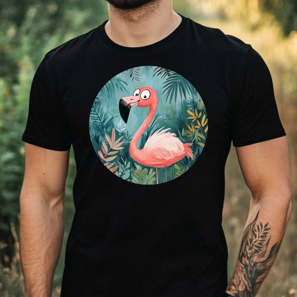 Mens Funny Flamingo Print Cotton T-Shirt Size XS to 5XL